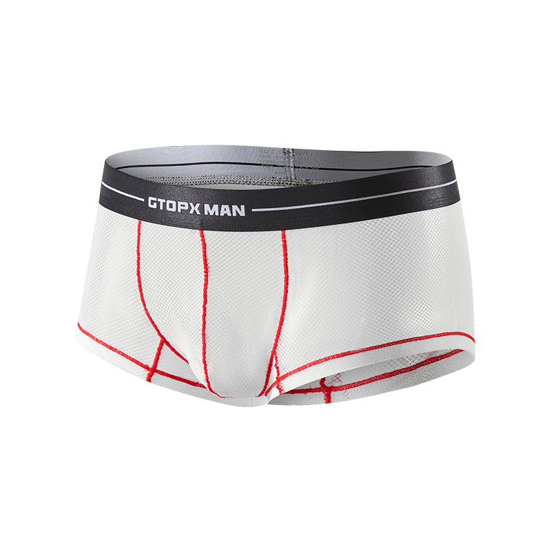 Man Boxers Ice Silk Sexy Low Waistline Transparent Guaze Fashion U Convex Pouch Underwear