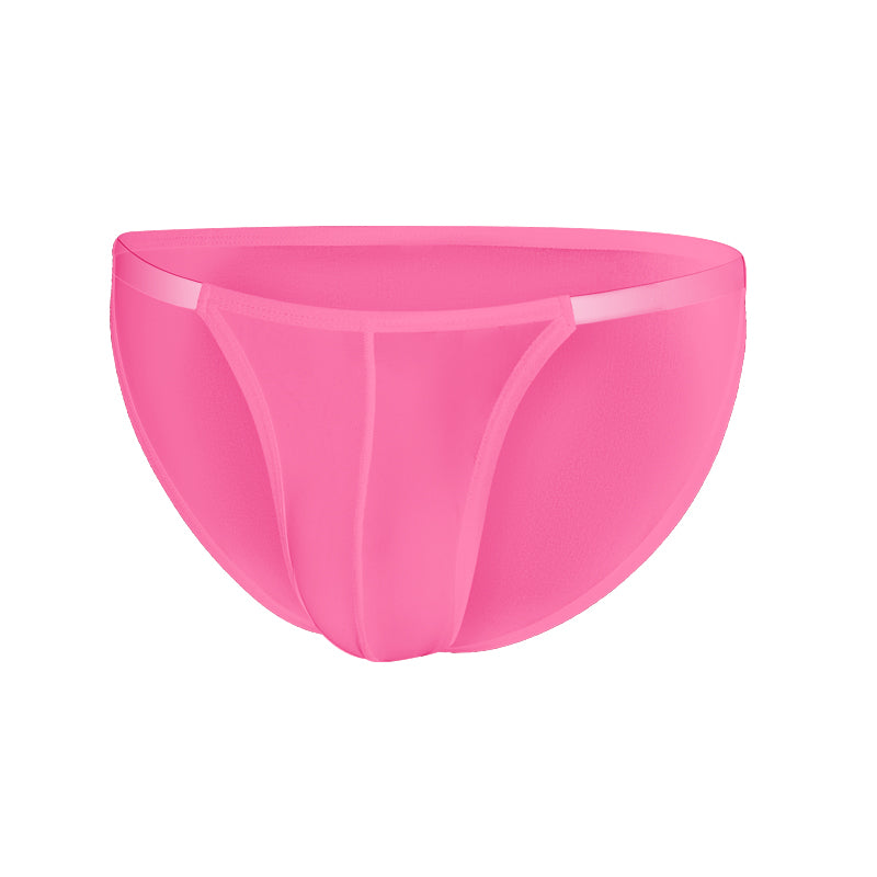 Low Waistline Sexy Briefs Ice Silk Men Thin Big Pouch U Convex Underwear