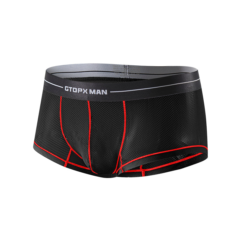 Man Boxers Ice Silk Sexy Low Waistline Transparent Guaze Fashion U Convex Pouch Underwear