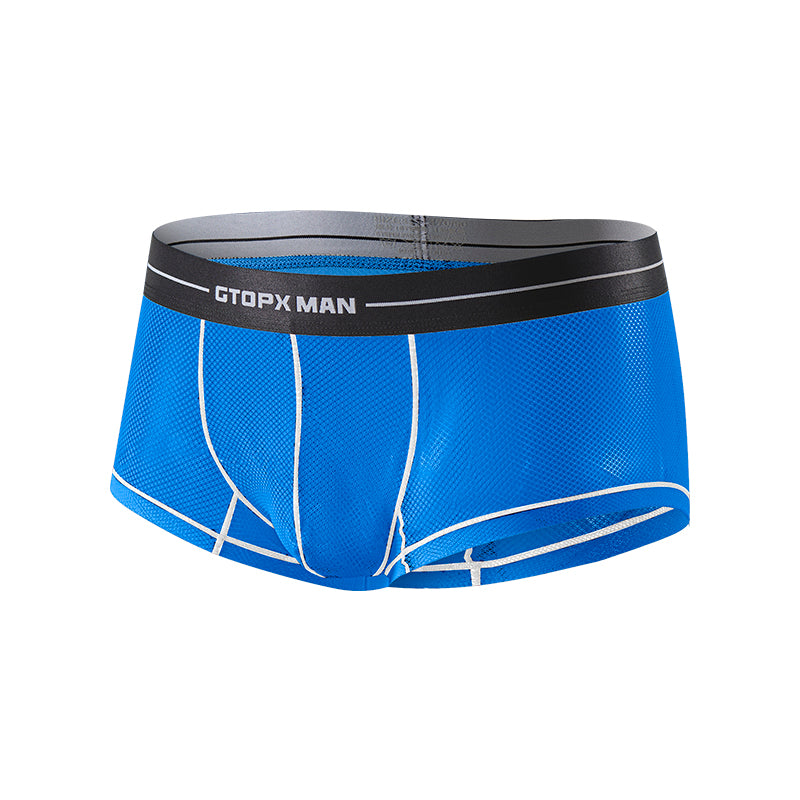 Man Boxers Ice Silk Sexy Low Waistline Transparent Guaze Fashion U Convex Pouch Underwear