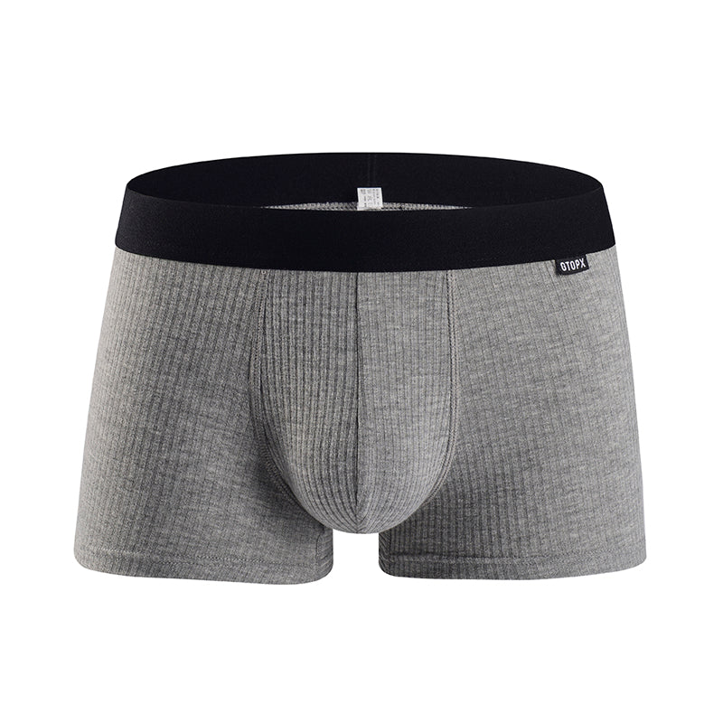 Male Natural Feelings Low Waistline U Convex Big Pack Boxer Striped Modal Underwear