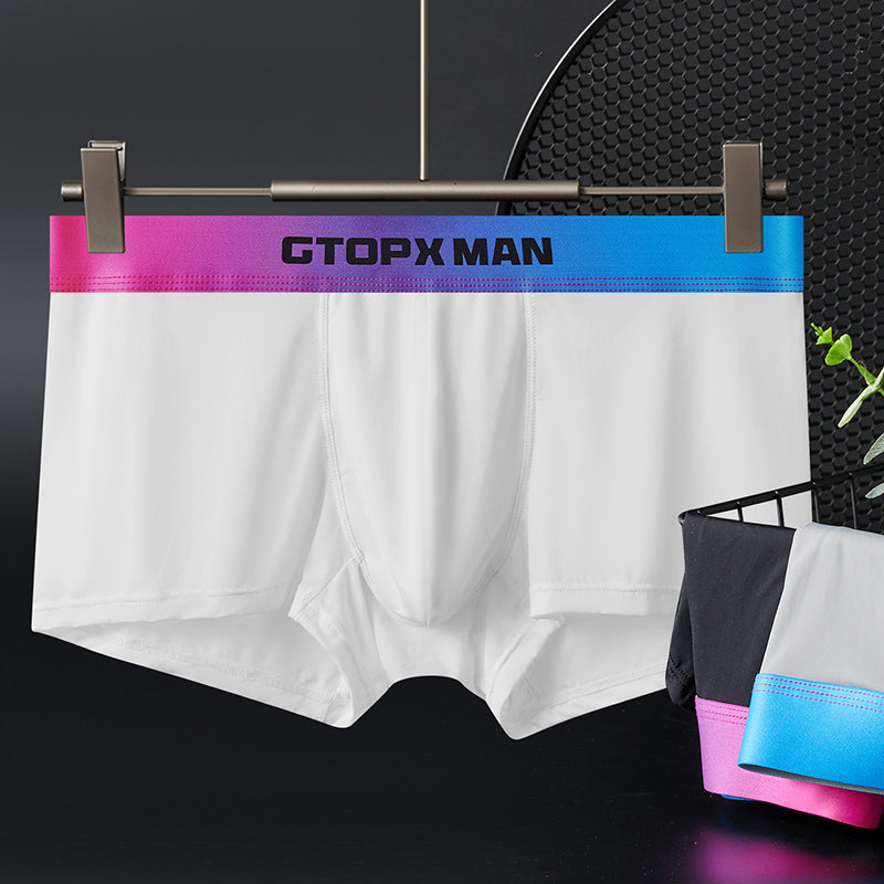 Thin Ice Silk Long Design U Touch Comfortable Breathable Boxer Pants Men Underwear