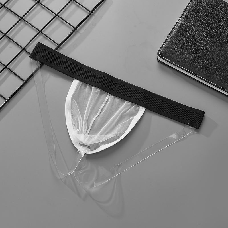 Man low waistline seethrough clear sexy thongs underwear