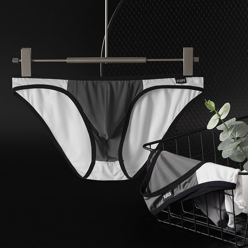 Low Waistline Smooth Sexy Briefs Ice Silk Men Thin Big Pouch U Convex Underwear