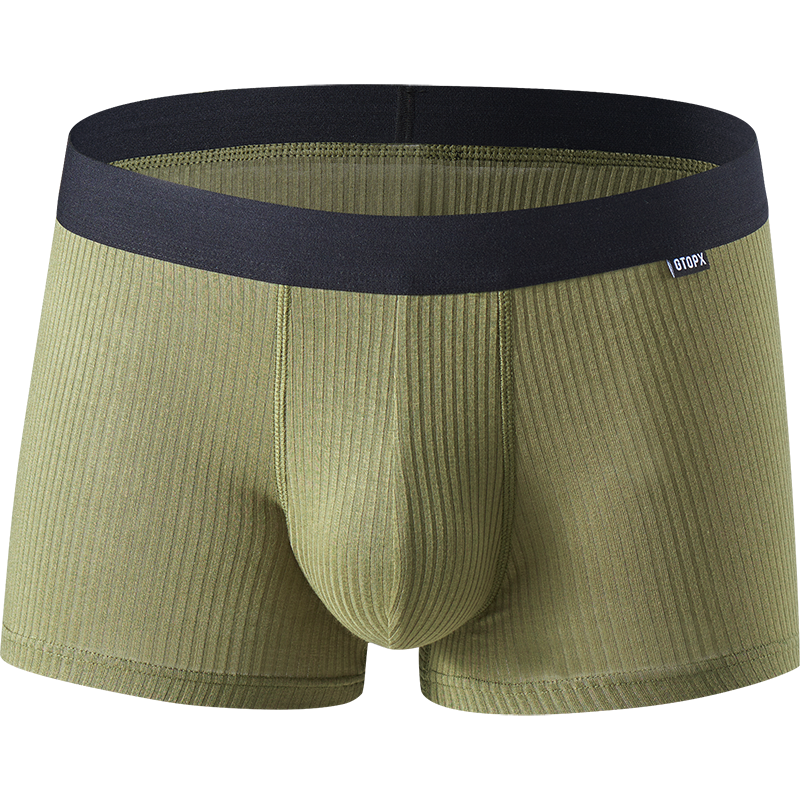 Male Natural Feelings Low Waistline U Convex Big Pack Boxer Striped Modal Underwear