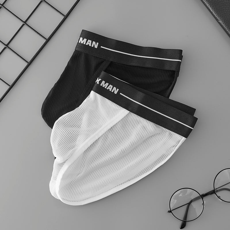 Low Waistline Sexy Transparent Guaze Briefs Ice Silk Men Thin U Convex Underwear