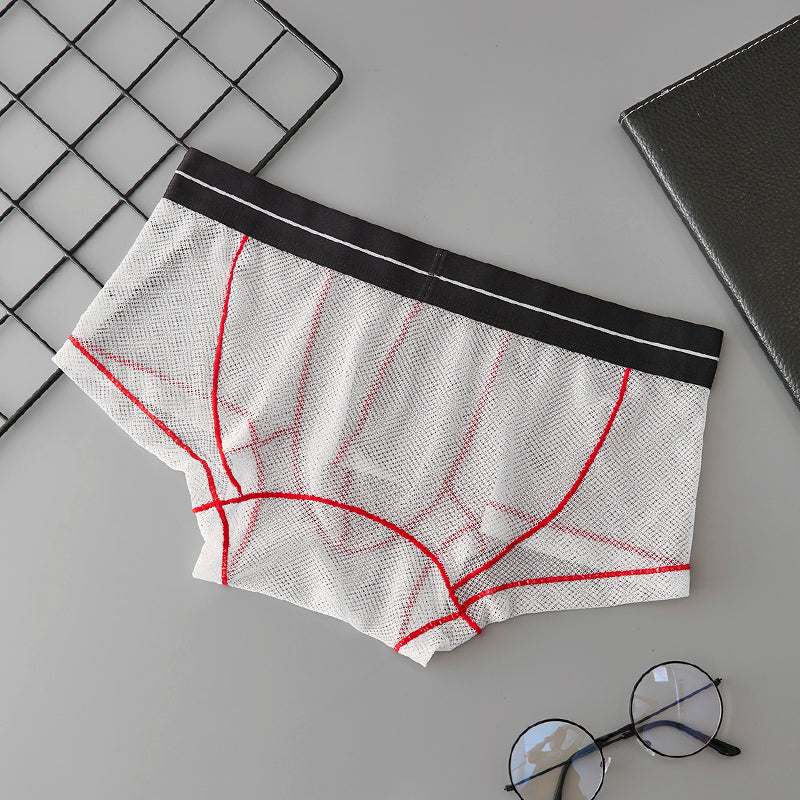 Man Boxers Ice Silk Sexy Low Waistline Transparent Guaze Fashion U Convex Pouch Underwear