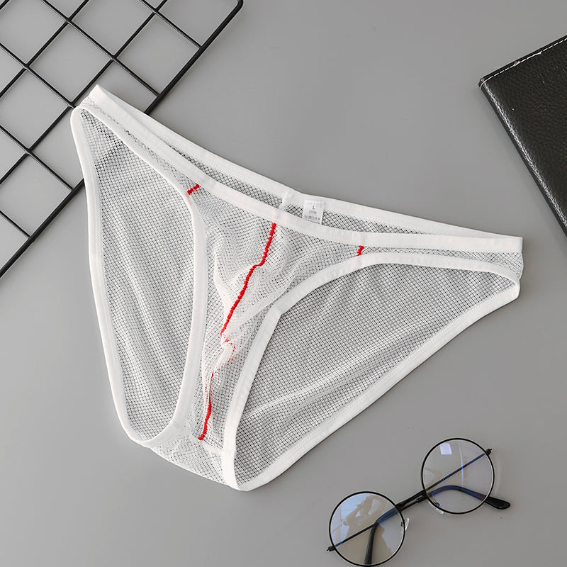 Ice Silk Sexy Low Waistline Briefs Transparent Guaze Fashion U Convex Pouch Underwear