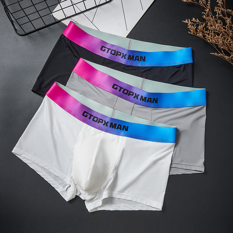 Thin Ice Silk Long Design U Touch Comfortable Breathable Boxer Pants Men Underwear