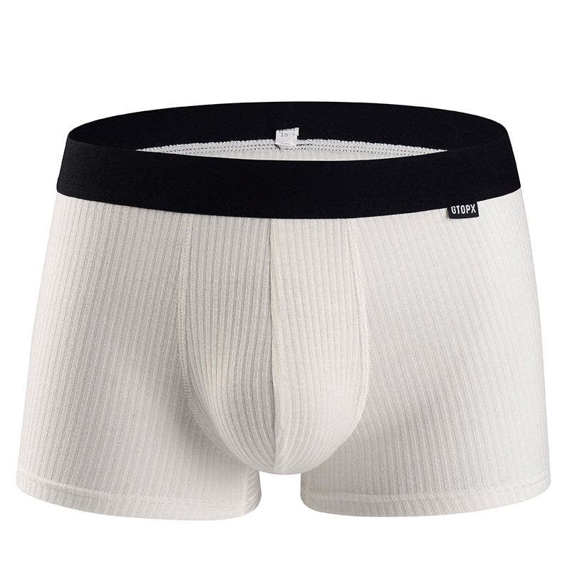 Male Natural Feelings Low Waistline U Convex Big Pack Boxer Striped Modal Underwear